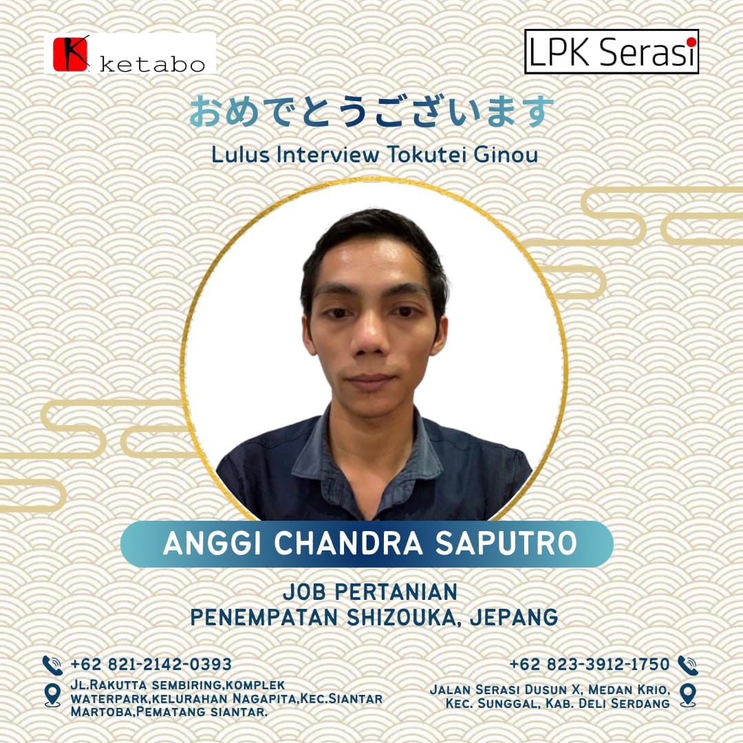 Poster Lolos Interview ANGGI CHANDRA SAPUTRO - LPK Serasi
