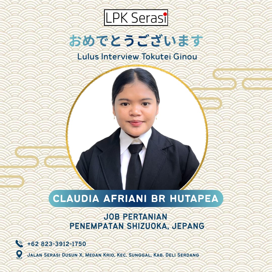 Poster Lolos Interview CLAUDIA AFRIANI BR HUTAPEA - LPK Serasi