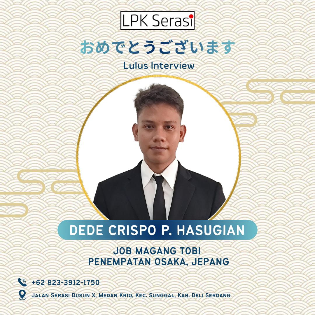 Poster Lolos Interview DEDE CRISPO P HASUGIAN - LPK Serasi